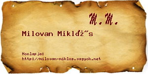 Milovan Miklós névjegykártya